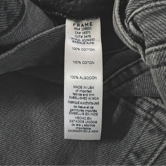 FRAME Gray Denim Sequin Basque Rip Distressed High Rise Button Fly Crop Jeans 27 - Picture 15 of 16